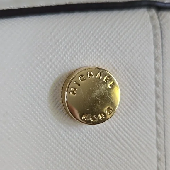 Michael Kors White Tote with Bear Charm Added EUC LIKE NEW - Picture 8 of 13